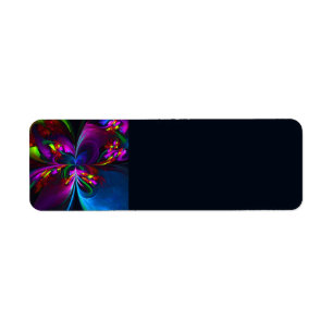 Modern Floral Abstract Art Red Blue Pattern #15 Label