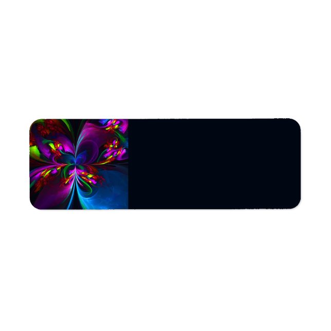 Modern Floral Abstract Art Red Blue Pattern #15 Label (Front)