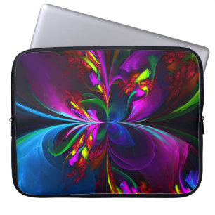 Modern Floral Abstract Art Red Blue Pattern #15 Laptop Sleeve