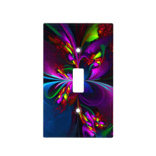 Modern Floral Abstract Art Red Blue Pattern #15 Light Switch Cover