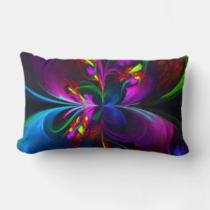 Modern Floral Abstract Art Red Blue Pattern #15 Lumbar Pillow