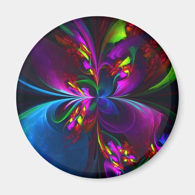 Modern Floral Abstract Art Red Blue Pattern #15 Magnet (Front)