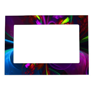 Modern Floral Abstract Art Red Blue Pattern #15 Magnetic Frame