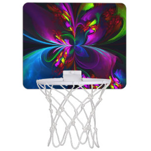 Modern Floral Abstract Art Red Blue Pattern #15 Mini Basketball Hoop