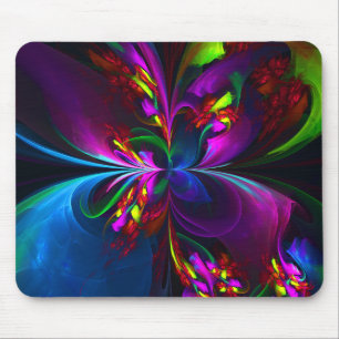 Modern Floral Abstract Art Red Blue Pattern #15 Mouse Pad