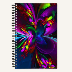 Modern Floral Abstract Art Red Blue Pattern #15 Notebook