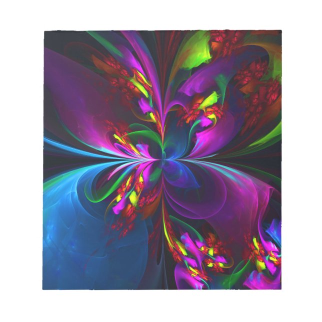 Modern Floral Abstract Art Red Blue Pattern #15 Notepad (Front)