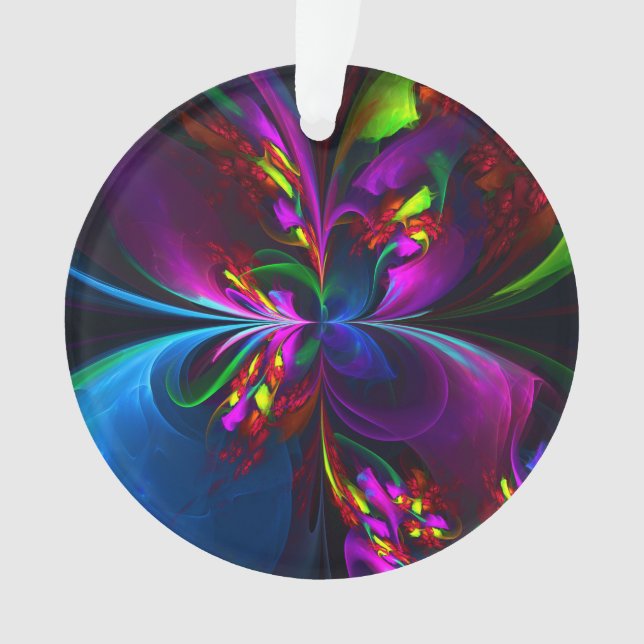 Modern Floral Abstract Art Red Blue Pattern #15 Ornament (Front)