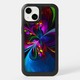 Modern Floral Abstract Art Red Blue Pattern #15 OtterBox iPhone 14 Case
