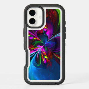 Modern Floral Abstract Art Red Blue Pattern #15 iPhone 16 Plus Case