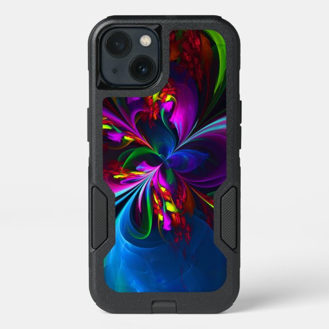 Modern Floral Abstract Art Red Blue Pattern #15 Otterbox iPhone Case (Back)