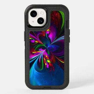 Modern Floral Abstract Art Red Blue Pattern #15 OtterBox iPhone 14 Case