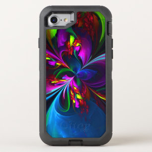 Modern Floral Abstract Art Red Blue Pattern #15 OtterBox Defender iPhone SE/8/7 Case