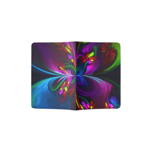 Modern Floral Abstract Art Red Blue Pattern #15 Passport Holder