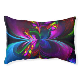 Modern Floral Abstract Art Red Blue Pattern #15 Pet Bed