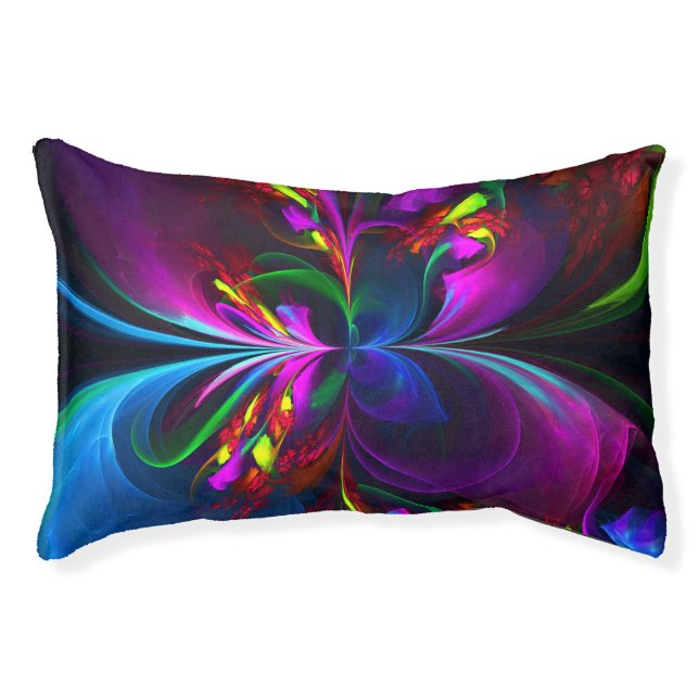 Modern Floral Abstract Art Red Blue Pattern #15 Pet Bed (Front)