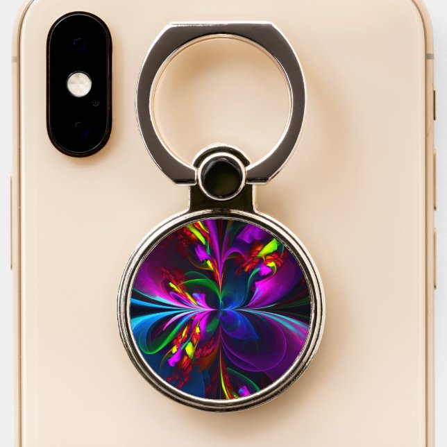 Modern Floral Abstract Art Red Blue Pattern #15 Phone Ring Stand (Close Up)