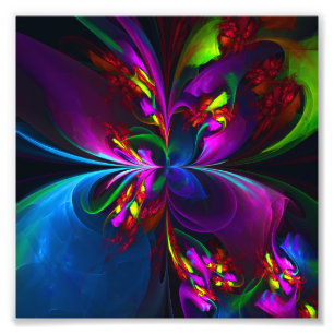 Modern Floral Abstract Art Red Blue Pattern #15 Photo Print