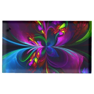 Modern Floral Abstract Art Red Blue Pattern #15 Place Card Holder