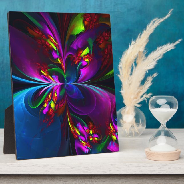 Modern Floral Abstract Art Red Blue Pattern #15 Plaque (Side)