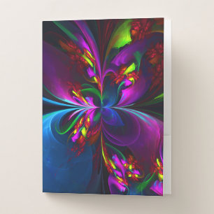 Modern Floral Abstract Art Red Blue Pattern #15 Pocket Folder