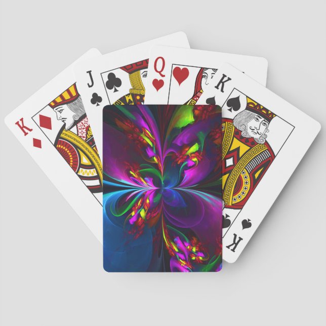 Modern Floral Abstract Art Red Blue Pattern #15 Poker Cards (Back)