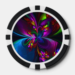 Modern Floral Abstract Art Red Blue Pattern #15 Poker Chips