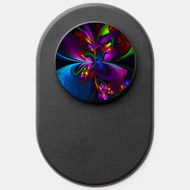 Modern Floral Abstract Art Red Blue Pattern #15 PopSocket (Popsocket)