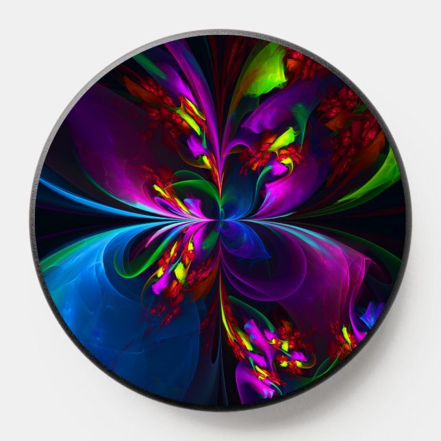 Modern Floral Abstract Art Red Blue Pattern #15 PopSocket (Popsocket)