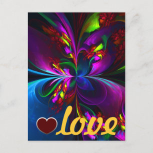 Modern Floral Abstract Art Red Blue Pattern #15 Postcard