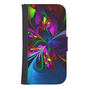 Modern Floral Abstract Art Red Blue Pattern #15 Galaxy S4 Wallet Case