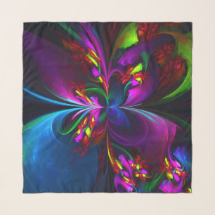 Modern Floral Abstract Art Red Blue Pattern #15 Scarf