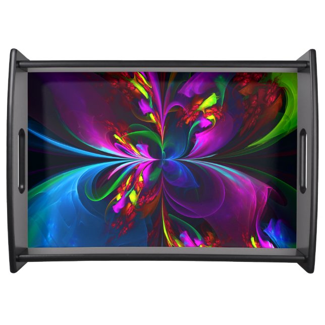 Modern Floral Abstract Art Red Blue Pattern #15 Serving Tray (Front)