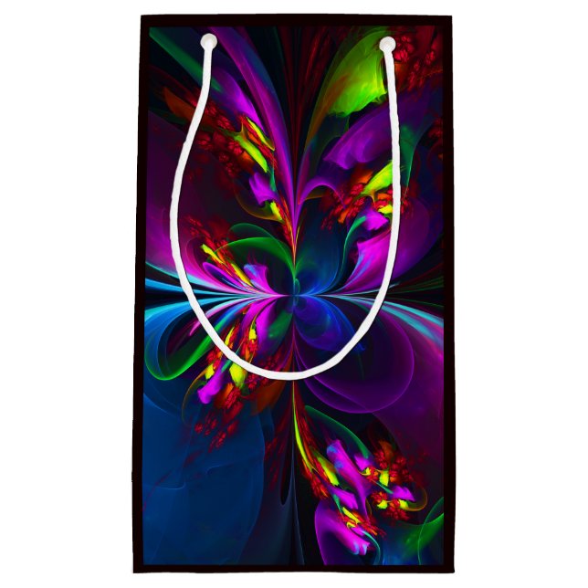 Modern Floral Abstract Art Red Blue Pattern #15 Small Gift Bag (Front)