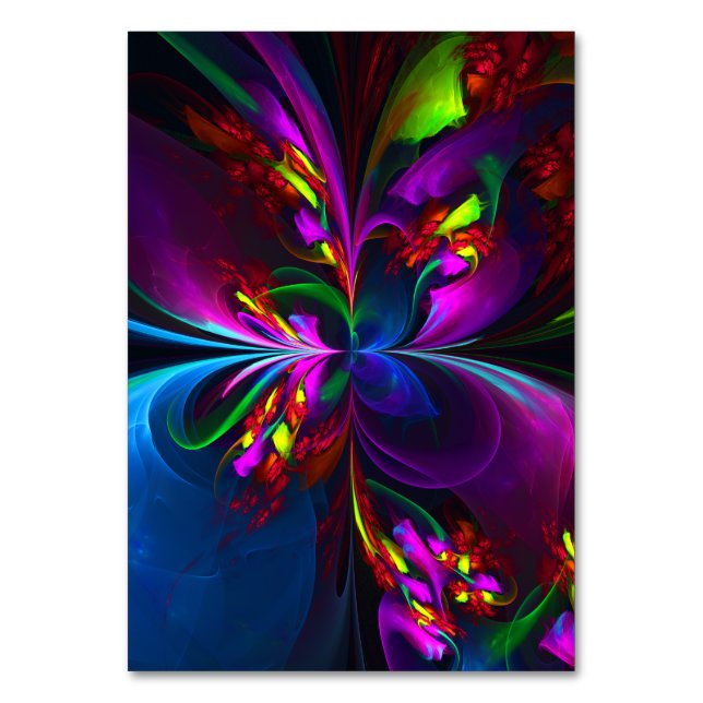 Modern Floral Abstract Art Red Blue Pattern #15 Table Number (Front)
