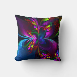 Modern Floral Abstract Art Red Blue Pattern #15 Throw Pillow