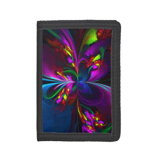Modern Floral Abstract Art Red Blue Pattern #15 Tri-fold Wallet