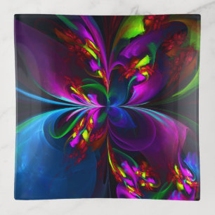 Modern Floral Abstract Art Red Blue Pattern #15 Trinket Tray