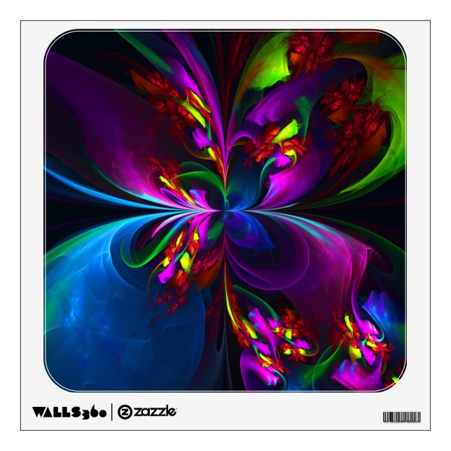 Modern Floral Abstract Art Red Blue Pattern #15 Wall Decal (Front)