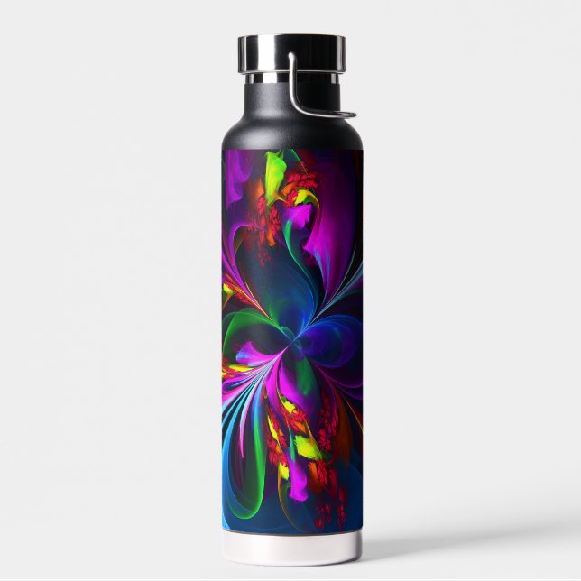 Modern Floral Abstract Art Red Blue Pattern #15 Water Bottle (Left)