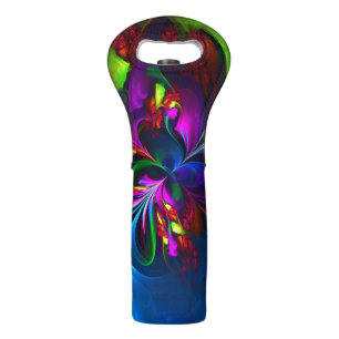 Modern Floral Abstract Art Red Blue Pattern #15 Wine Bag