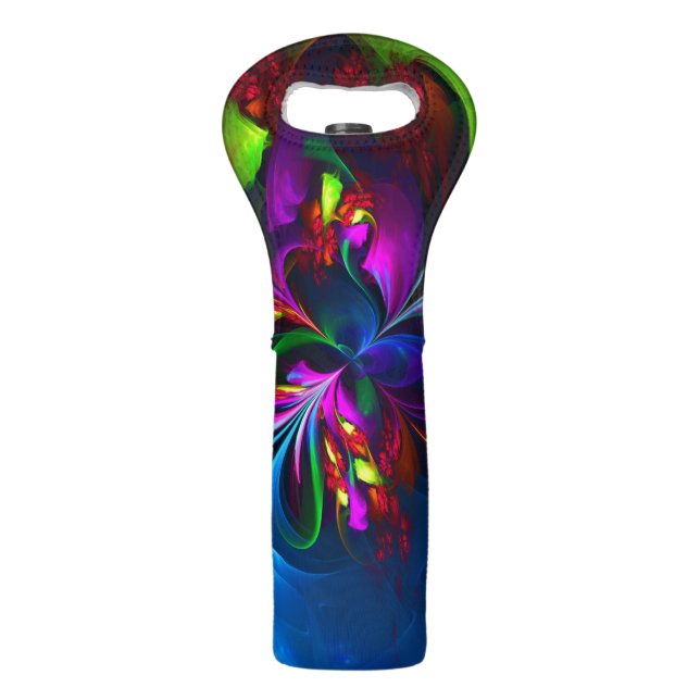 Modern Floral Abstract Art Red Blue Pattern #15 Wine Bag (Front)