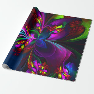 Modern Floral Abstract Art Red Blue Pattern #15 Wrapping Paper