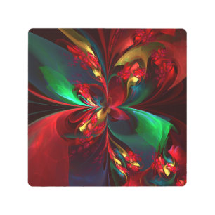 Modern Floral Abstract Art Red Green Pattern #11