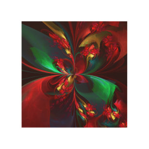 Modern Floral Abstract Art Red Green Pattern #11