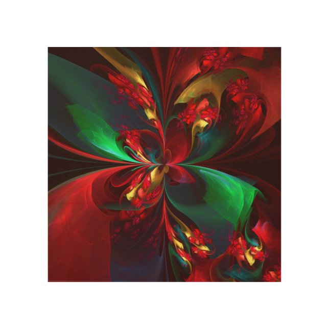 Modern Floral Abstract Art Red Green Pattern #11 (Front)