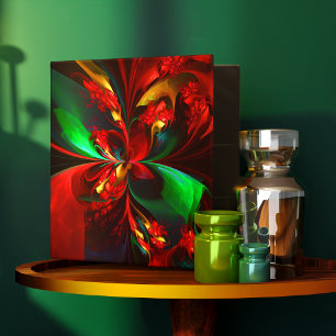 Modern Floral Abstract Art Red Green Pattern #11 3 Ring Binder