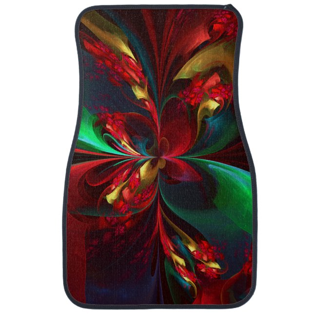 Modern Floral Abstract Art Red Green Pattern #11 Car Floor Mat (Front)