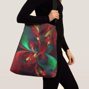 Modern Floral Abstract Art Red Green Pattern #11 Crossbody Bag