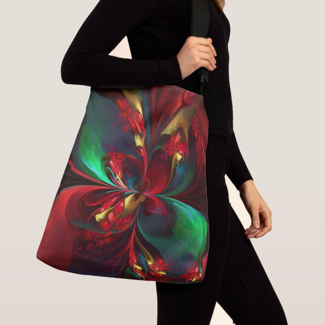 Modern Floral Abstract Art Red Green Pattern #11 Crossbody Bag (Close Up)
